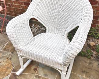White wicker rocker
