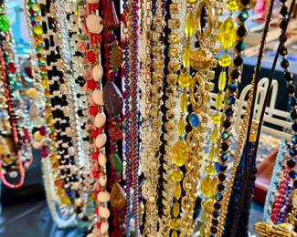 Jewelry by the table full - tons of amazing vintage!! This is all fresh since our last sale!