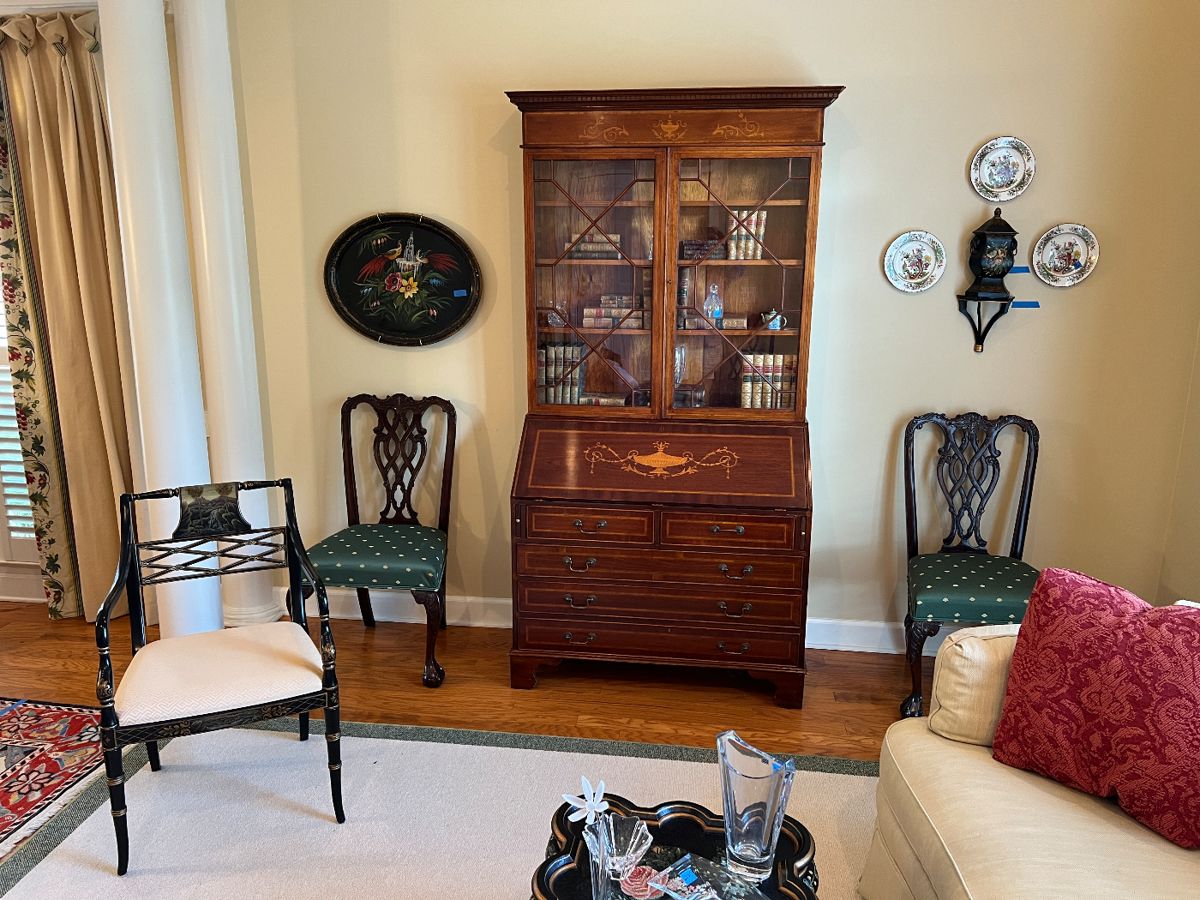 Inlaid secretary, Southwood Hitchcock style chair