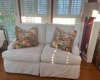Loveseat, floor lamp