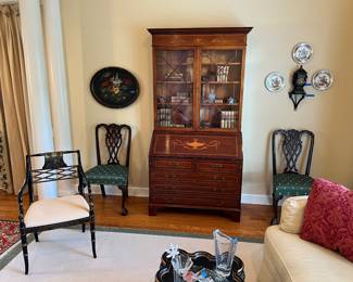Inlaid secretary, Southwood Hitchcock style chair