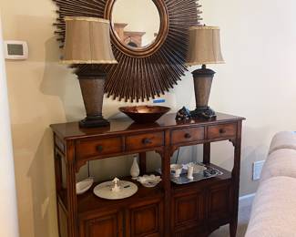 Theodore Alexander server, lamps, mirror
