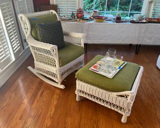 Wicker rocker and ottoman
