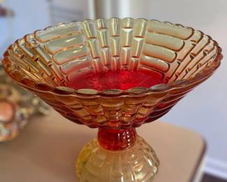 Vintage Amberina Compote
