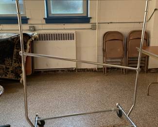 Rolling clothing rack
Lower bar welded in place
One pictured, two available