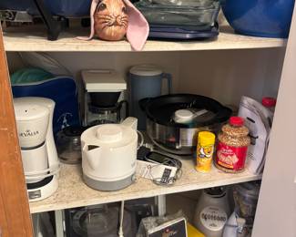 Roaster, popcorn popper, coffee pots, pyrex