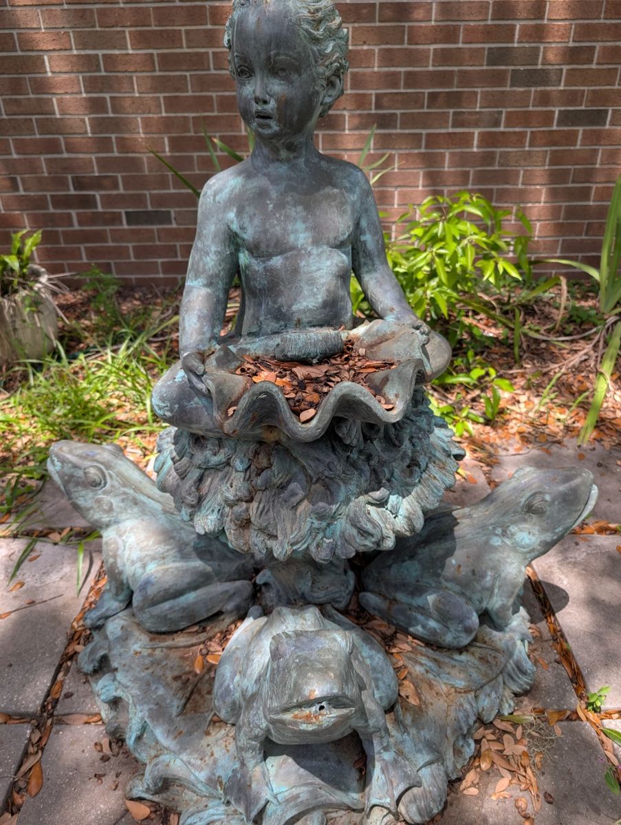 Solid bronze water feature