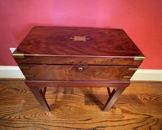Antique English writing desk box with inkwell