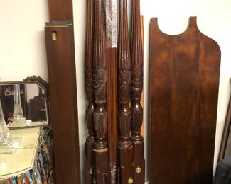 Complete Mahogany 4 poster bed with rails