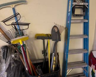 Yard tools, ladder