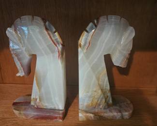Quartz horse head bookends