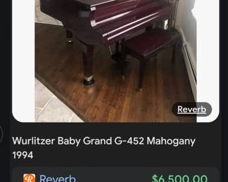This is what the whurlitzer baby grand piano goes for for one that's in the 90s. Ours is from the 80s and looks like it's a mint condition we are only asking $4,000