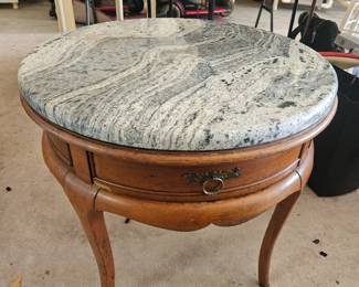 Marble top round end table, sorry only one, $100