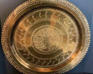 Vintage Brass Middle Eastern Wall Tray