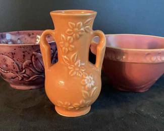 Shawnee Bud Vase, Art Pottery Stoneware Bowls