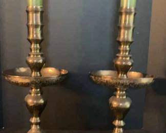 Vintage Brass Moroccan or Middle Eastern Candle Pillars
