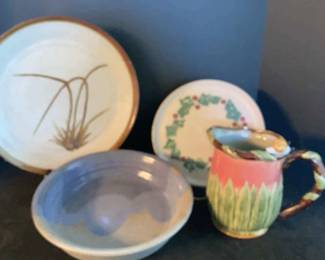 Art Pottery Servings Plates Bowl Pitcher
