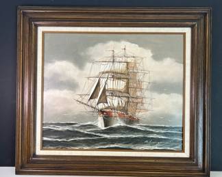 Langanesi Clipper Ship Oil Painting
