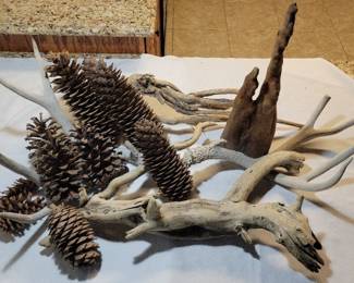 Driftwood, Antler Pinecone Decor
