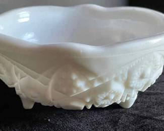 McKee Toltec Footed Milk Glass Bowl