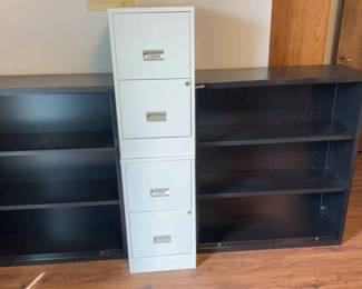 2 Metal Shelves 2 Metal Filing Cabinets
