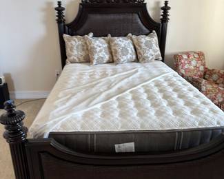 Tommy Bahama Queen Bed with Sealy Hybrid Mattress. 1 year old