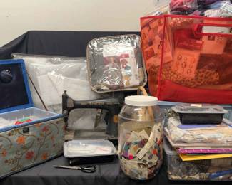 Huge Lot of Fabrics, Patterns, Singer, Supplies More