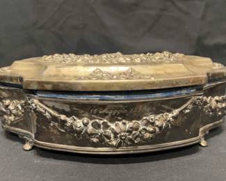 Silver Box with Blue Material Inside