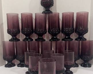 Vintage Tiffin Franciscan Madeira Plum Purple Juice Wine Glasses