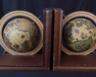 Wooden Globe Bookends