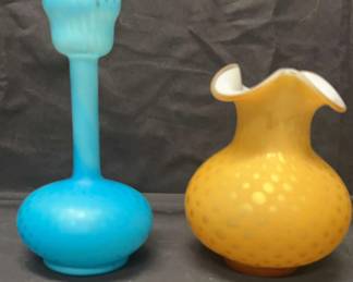 Two Spotted Vases 1 Blue 1 Golden