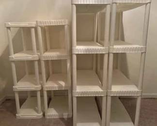 4 White Shelving Units