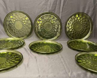 8 CubePattern Avocado Green Plates Whitehall by Colony