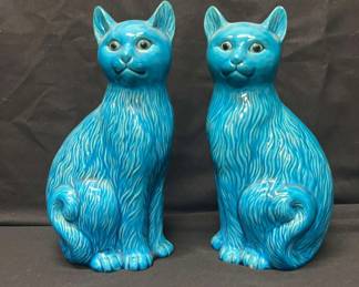 Set of Blue Cat Figures