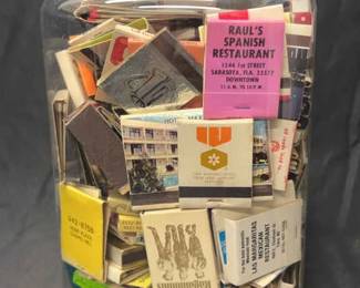 Large Plastic Container Of Old Matchbooks