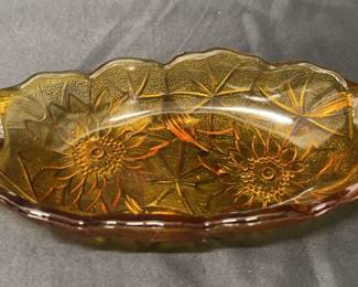Vintage Indiana Glass Sunflower Dish Carnival Glass