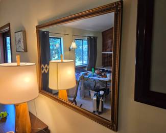 #120	Gold Plastic framed Rectangular Mirror - (silvering needed in small spots)  43x33.5	 $45.00 
