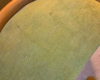 #146	Mid-Century Style Chair w/no Back upholstered in Green Fabric - 22.5x15,5x19	 $25.00 
