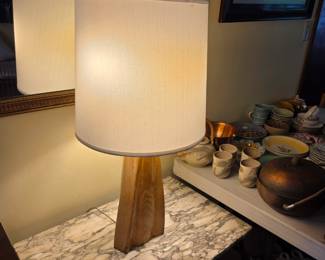 #117	MCM Solid Wood Base Double Pull Lamp (as is finish) - 34" Tall	 $125.00 

