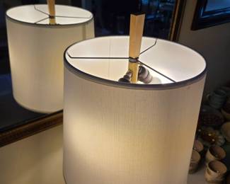 #117	MCM Solid Wood Base Double Pull Lamp (as is finish) - 34" Tall	 $125.00 
