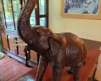 #118	Sculpture of Elephant w/leather ears  - 25"T x 21	 $75.00 
