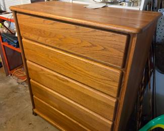 #195	Wood 5 Drawer Chest of Drawers   - 38x18x46	 $75.00 
