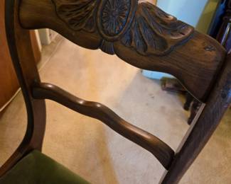 #145	Wood Kidney Shaped Table w/glass Protect & 1 drawer - w/chair - (as is finish) - 34x18x30	 $75.00 
