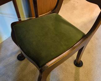 #145	Wood Kidney Shaped Table w/glass Protect & 1 drawer - w/chair - (as is finish) - 34x18x30	 $75.00 
