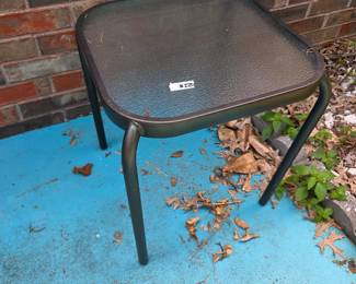 #220	Aluminum Frosted Glass Side Table - 16x17.5	 $20.00 
