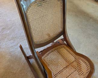 #121	Wood Folding Wicker Sewing Rocker	 $45.00 
