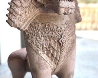 $80 Stone guardian fu dog; 12L x 12W x 22H