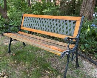 $60. Metal and wood garden bench.