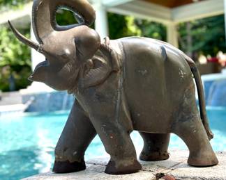 $200. Bronze elephant -As is, tusk cracked-. 23" h