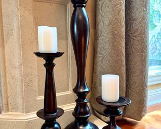 $78. Large Pottery Barn candle holder. 33.5". $18. Medium Pottery Barn candle holder. 19". $12. Small Pottery Barn candle holder. 10".